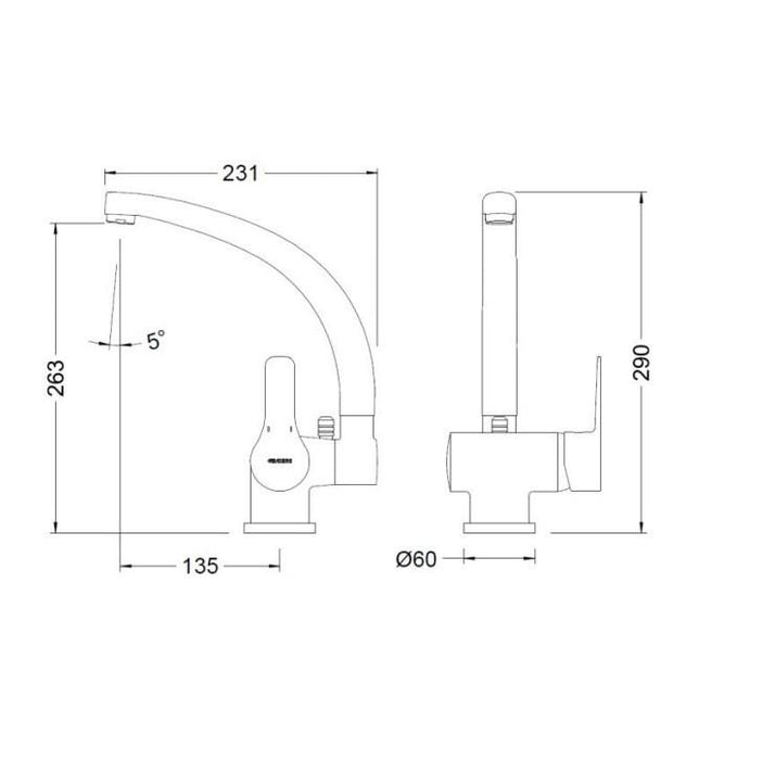 GENEBRE 61900 28 45 66 K8 Grifo Monomando Fregadero Abatible