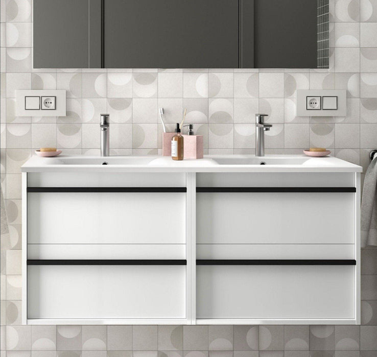 SALGAR 104831 ATTILA Mueble de Baño con Lavabo 4 Cajones 120 cm Color Blanco Mate