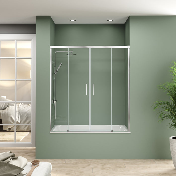 BATHME NIXON Front Bathtub Screen 2 Fixed + 2 Sliding Chrome