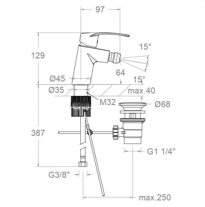 RAMONSOLER 570321VA9065 NEW FLY Grifo Monomando Bidé con Válvula Automática ABS Cromo