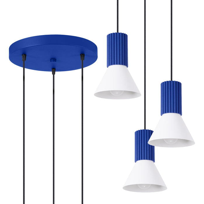 SOLLUX SL.1875 Lámpara colgante ESTRIA 3P blanco/ultramarino blanco/ultramar