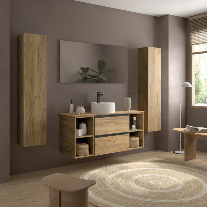 SALGAR 116060 BEQUIA PLUS METAL Mueble de Baño 1 poza Porcelana 120cm Roble