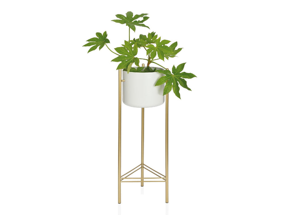 ANDREA HOUSE AX69045 Macetero Metal Blanco-Dorado 28x28x80 CM