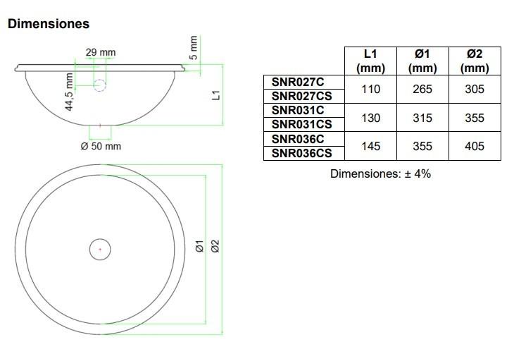 MEDICLINICS SNR027CS Lavamanos empotrable Inoxidable mate 5 a 7 Días Mediclinics 