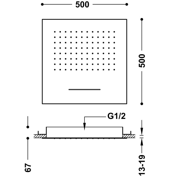 TRES 29995501NM COMPLEMENTOS DE DUCHA Rociador De Ducha Empotrado A Techo Color Negro Mate