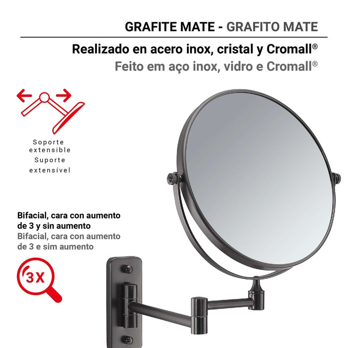 GEDY CO202481000 GAIA Espejo de Aumento Aumento Gun Metal