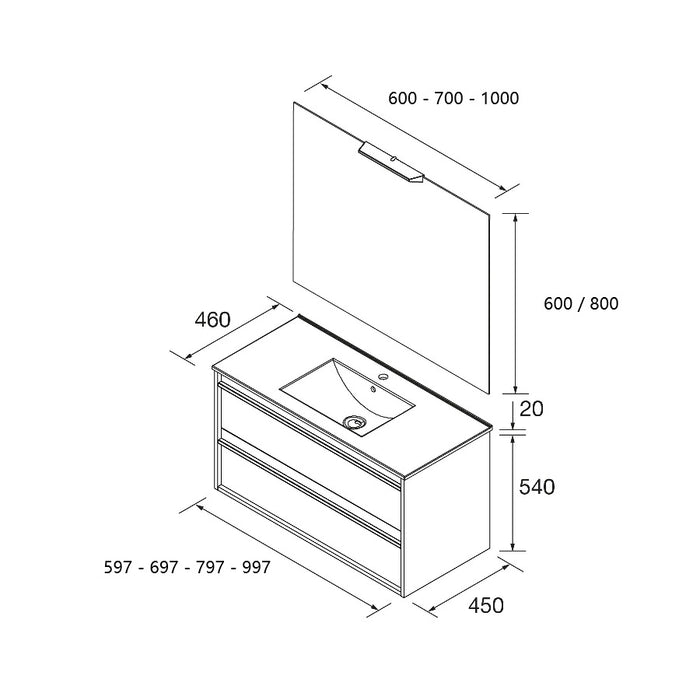 SALGAR ATTILA Conjunto Mueble de Baño Completo Nogal Maya