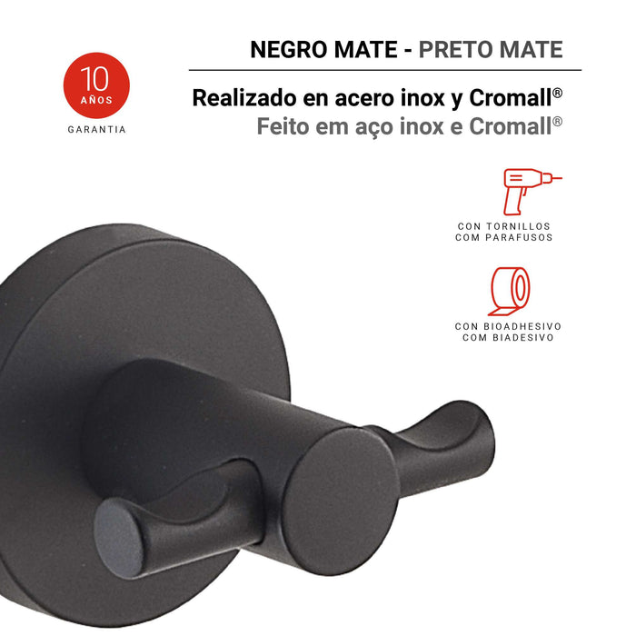 GEDY FP261400100 FELCE PLUS Percha Negro Mate