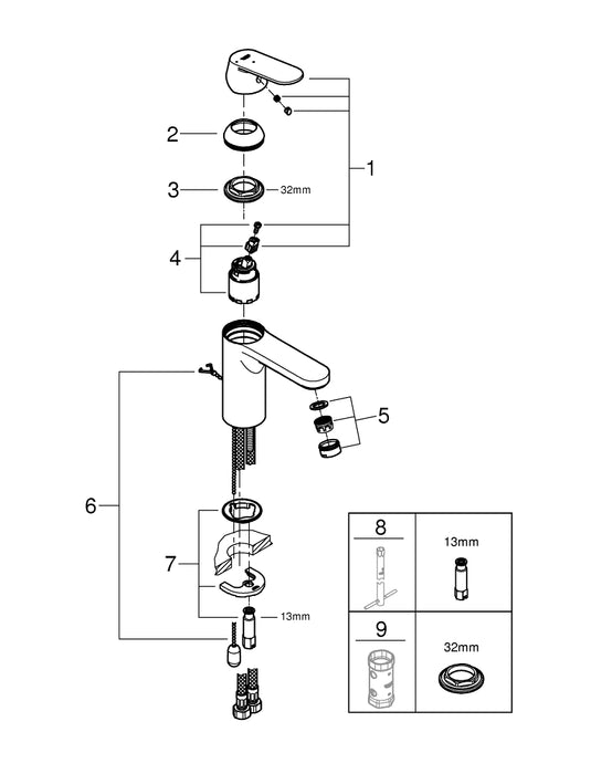 GROHE 30 504 KF0 ESSENCE Monomando de fregadero 1/2" negro