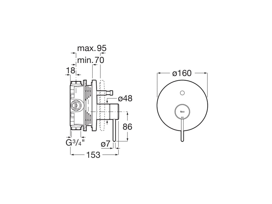 ROCA A5A0B3FC00 NU Grifo Monomando Empotrable para Baño-Ducha Maneta Pin Cromo