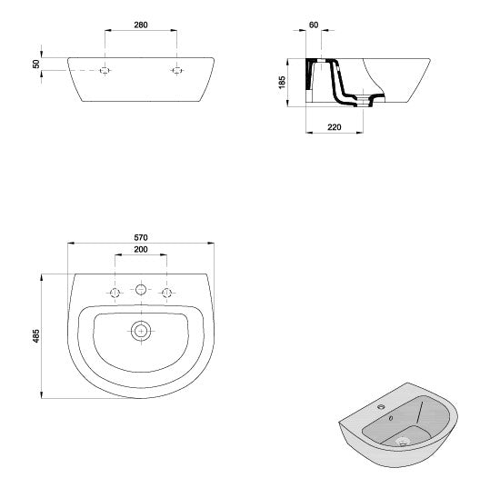 SANITANA POP ART Lavabo Mural 57 Blanco Brillo