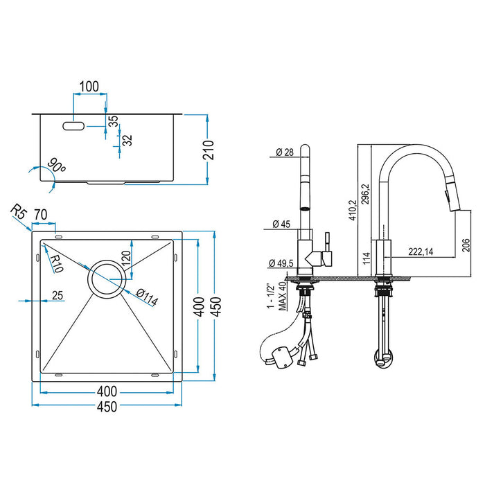 LLAVISAN 835011 ABSOLUT Sink Pack 40+Brook Faucet+Dispenser