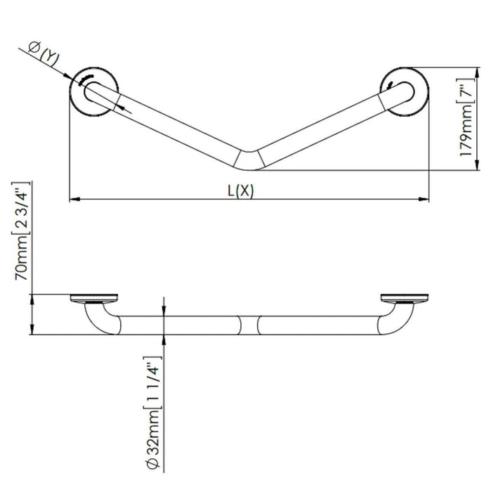 MEDICLINICS BA0130C Stainless Steel Bright Grab Bar Handle