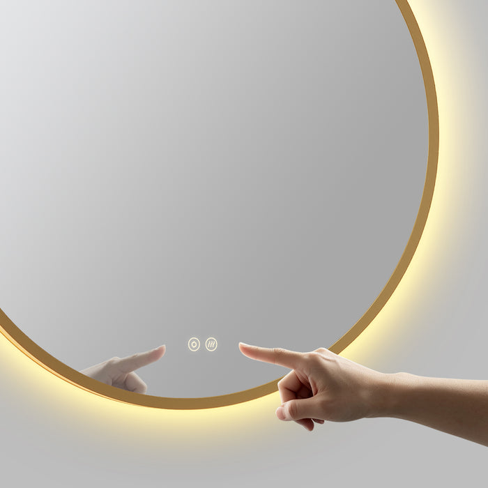 BATHSTAGE B-CRONOS Espejo Led Redondo C/Sensor Touch Doble Triled y Antivaho Marco Oro Rosa