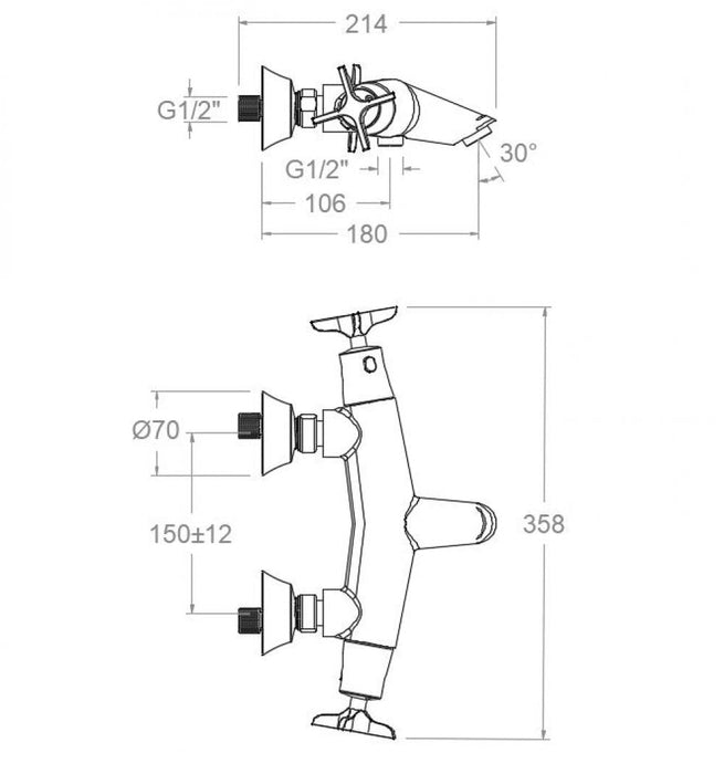RAMONSOLER 913901SOC ADAGIO Grifo Bimando Termostático de Baño-Ducha Sin Equipo de Ducha Oro Cepillado