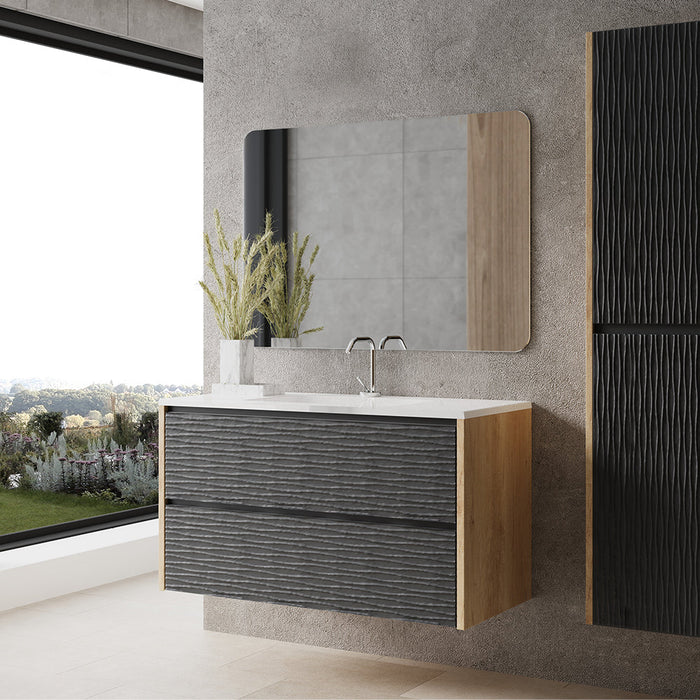 VALMAN DUNE Conjunto Mueble de Baño Completo 2 Cajones Antracita