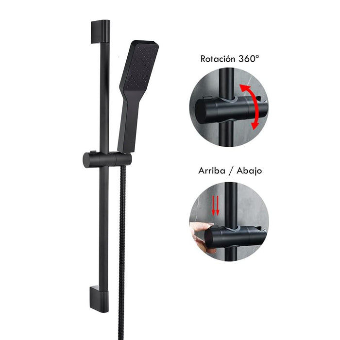 LLAVISAN L119504 Kit Flexo, Barra Y Ducha Negro Future Cuadrado