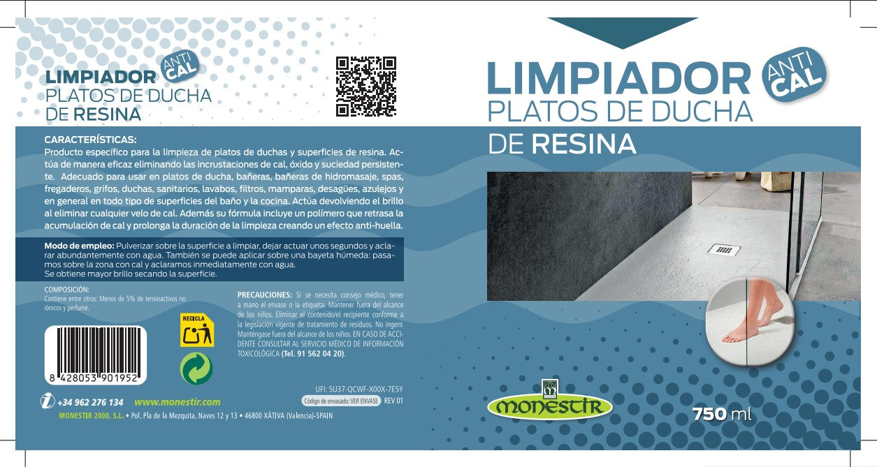 MONESTIR CITY10BC Limpiador Platos Ducha Resina 0,75L