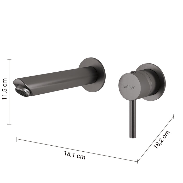 GEDY MXGA0781000 GARDA Grifo de pared para lavabo gun metal