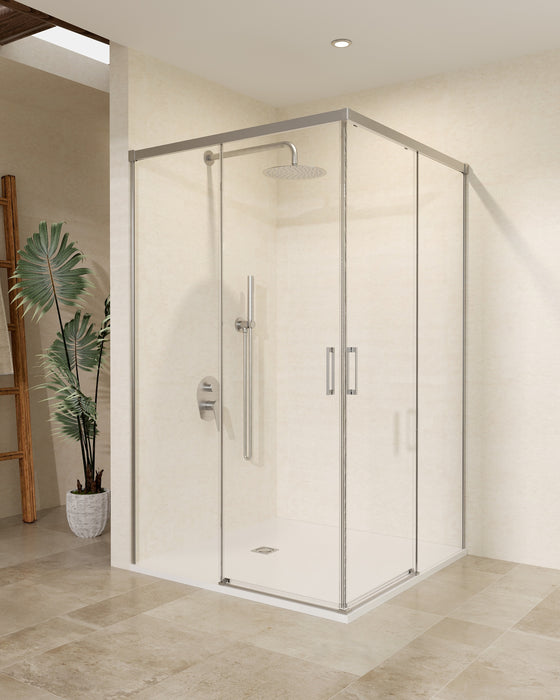 SB_X STYLO Mampara Ducha Rectangular Niquel Transparente