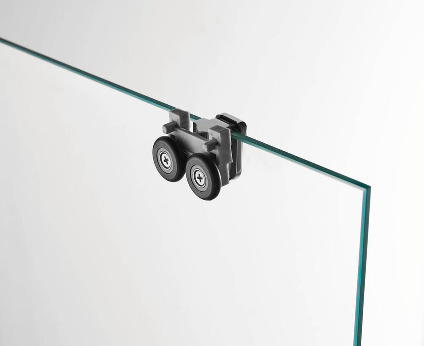 GME BASIC Mampara Frontal Ducha Corredera 1F+1C Negro Vidrio Decorado