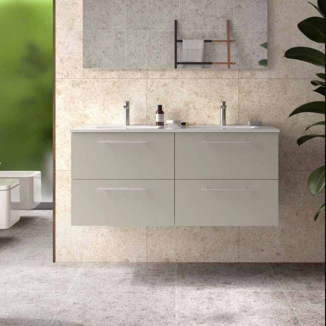 SALGAR 118065 SILANE Mueble+Lavabo 120 Gris Satinado Tirador Anodizado
