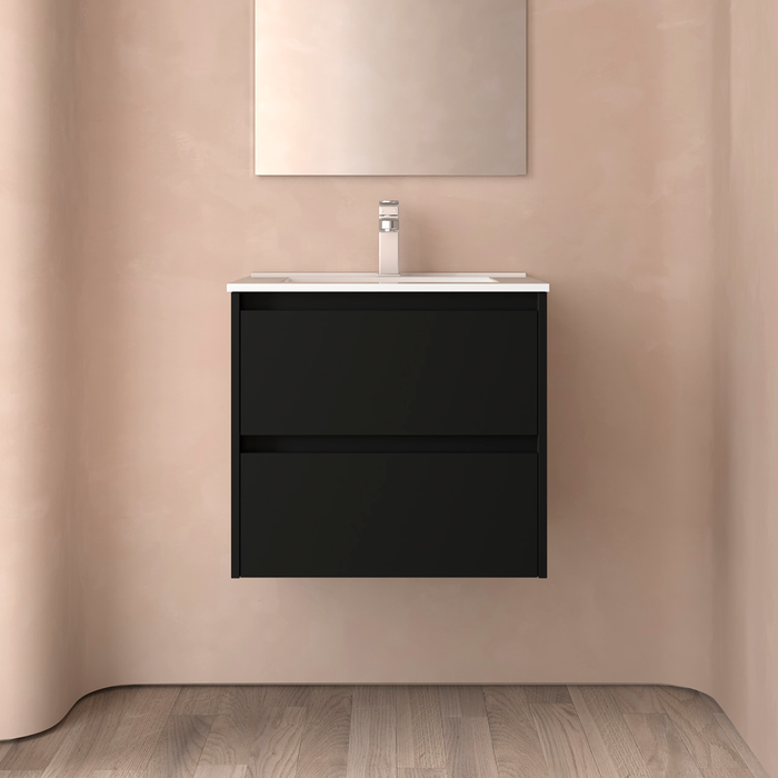 SALGAR NOJA Bathroom Cabinet with Sink 2 Drawers Matte Black