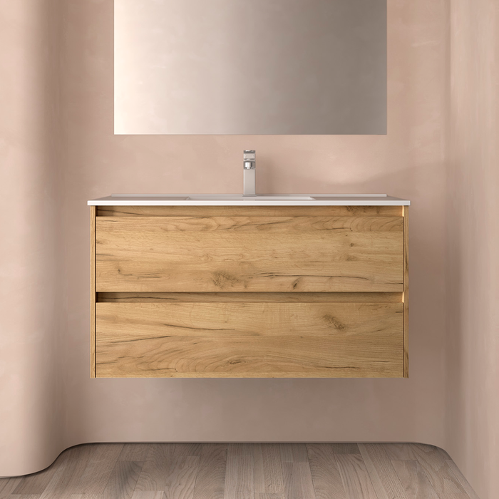 SALGAR NOJA Bathroom Furniture with Sink 2 Drawers African Oak Color