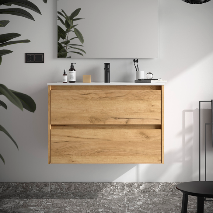 SALGAR NOJA Mueble de Baño con Lavabo 2 Cajones Color Roble África