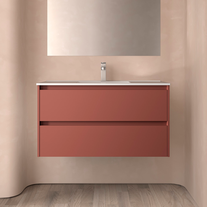 SALGAR NOJA Bathroom Furniture with Sink 2 Drawers Matte Red Color