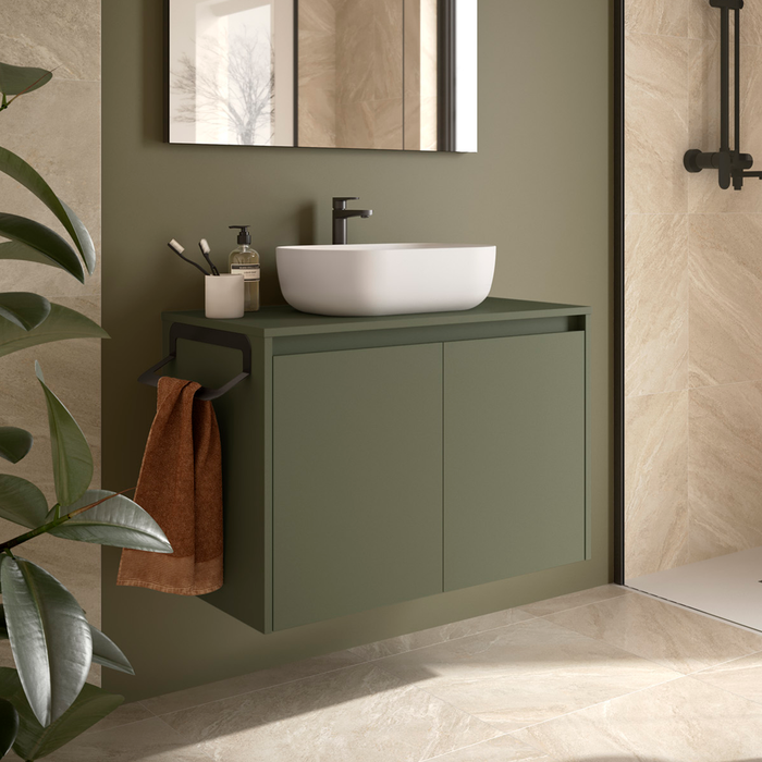 SALGAR NOJA Mueble de Baño con Tapa Encimera 2 Puertas Color Verde Mate