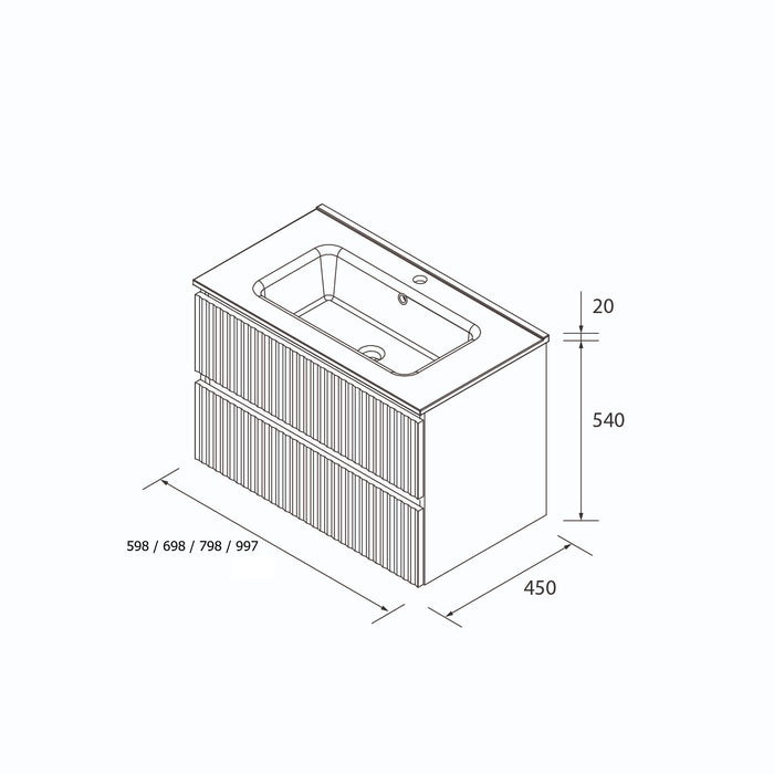 SALGAR KIRA Mueble de Baño con Lavabo Color Nogal