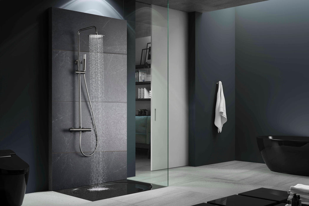 IMEX BTM039/BGM MONZA Conjunto Grifo Ducha Telescópico Termostático Black Gun Metal