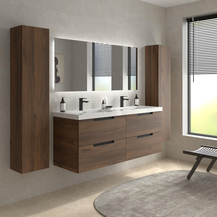 SALGAR 121987 LENI Mueble de Baño 2 pozas Carga Mineral 140cm Nogal