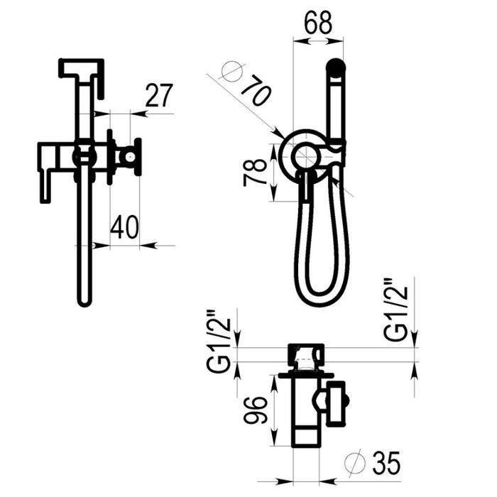 PRESTO 86378LA THEO Grifo Bidet C/Accesorios Minimalista