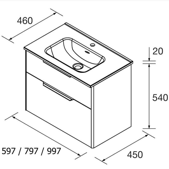 SALGAR LUVA Mueble+Lavabo Blanco Satinado Tirador Negro
