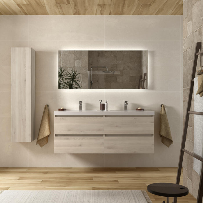 SALGAR 115832 BEQUIA Mueble de Baño 2 pozas Carga Mineral 140cm Natural