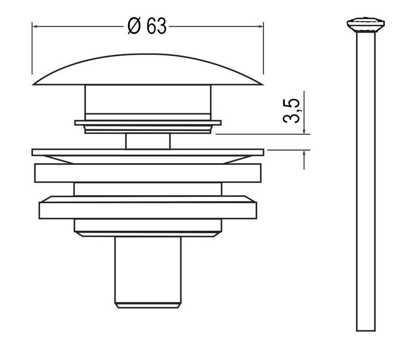 LLAVISAN L172143 Click Clack basin valve without sleeve