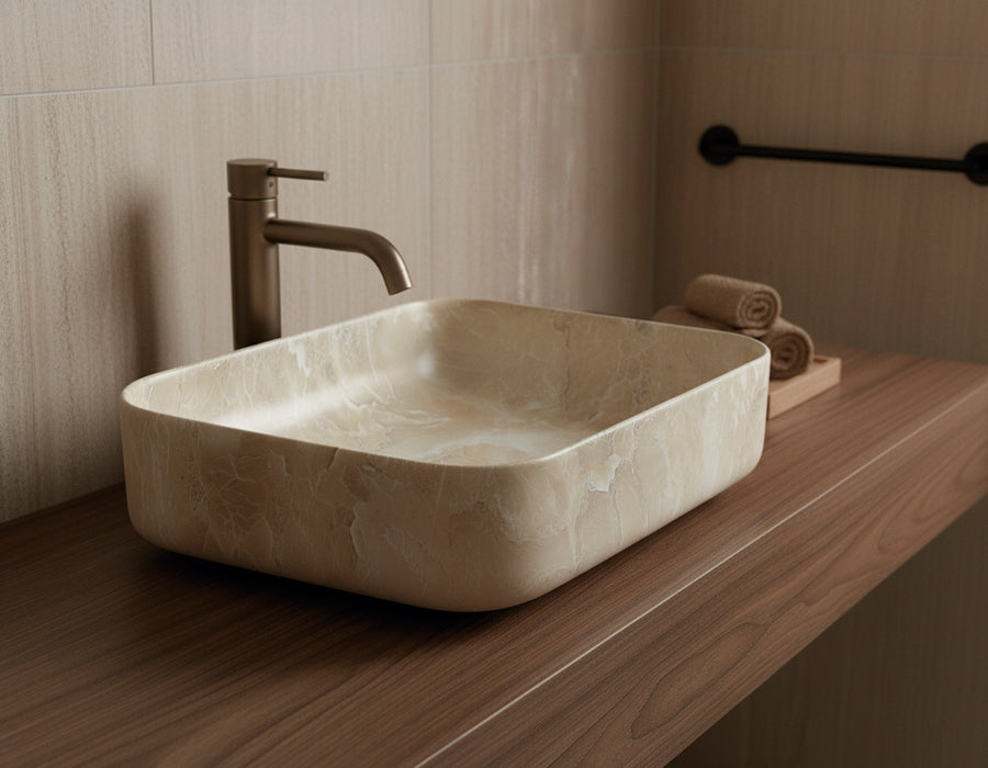 BhD 7057 DALLAS Lavabo Rectangular Travertino Sobre Encimera