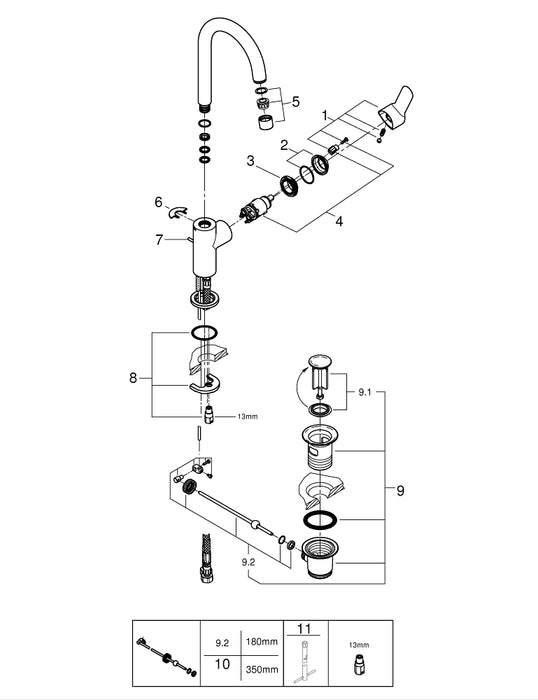 GROHE 31 454 001 BLUE Home Starter kit L-shaped spout chrome