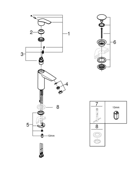 GROHE 23 395 30E EUROSMART Monomando de lavabo 1/2" tamaño M cromo