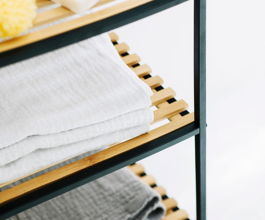 ANDREA HOUSE BA69091 Estantería 3 Estantes Metal Negro Bambu