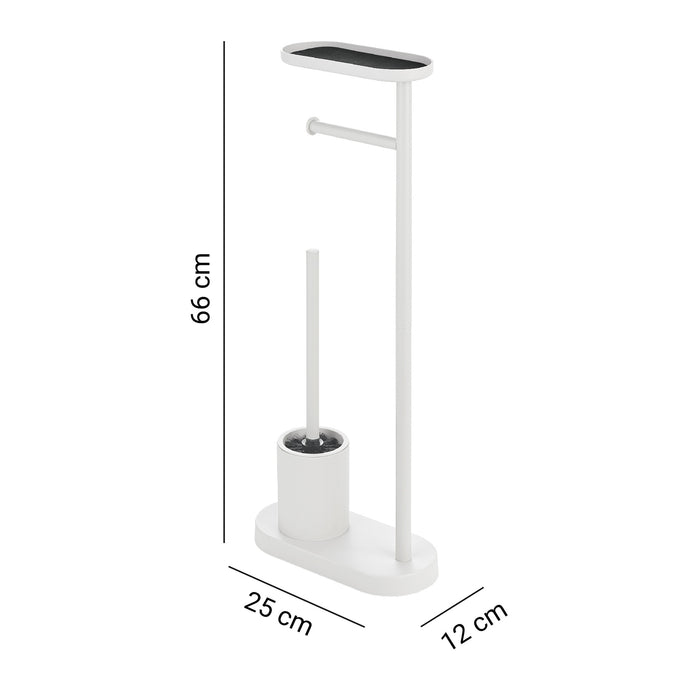 GEDY 30320200000 ELIOS Columna de pie con portarrollos, escobillero y repisa blanco mate