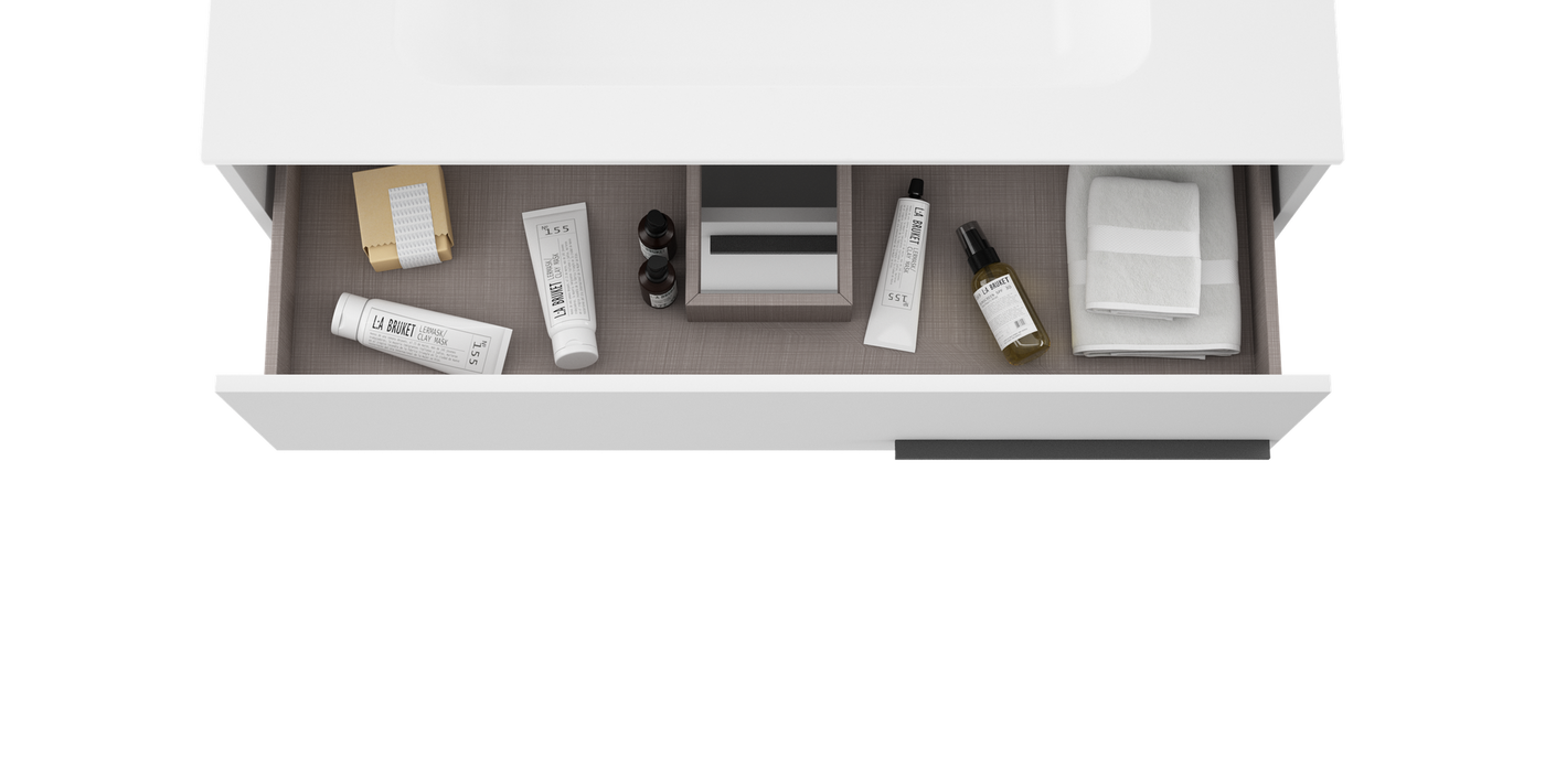 VISOBATH AQUA Mueble de Baño con Lavabo Color Blanco Ada Mate Tirador Grafito