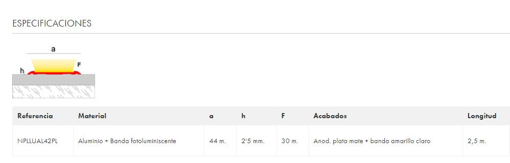 EMAC NOVOPLETINA LUMINA Pletina Aluminio con Banda Fotoluminiscente