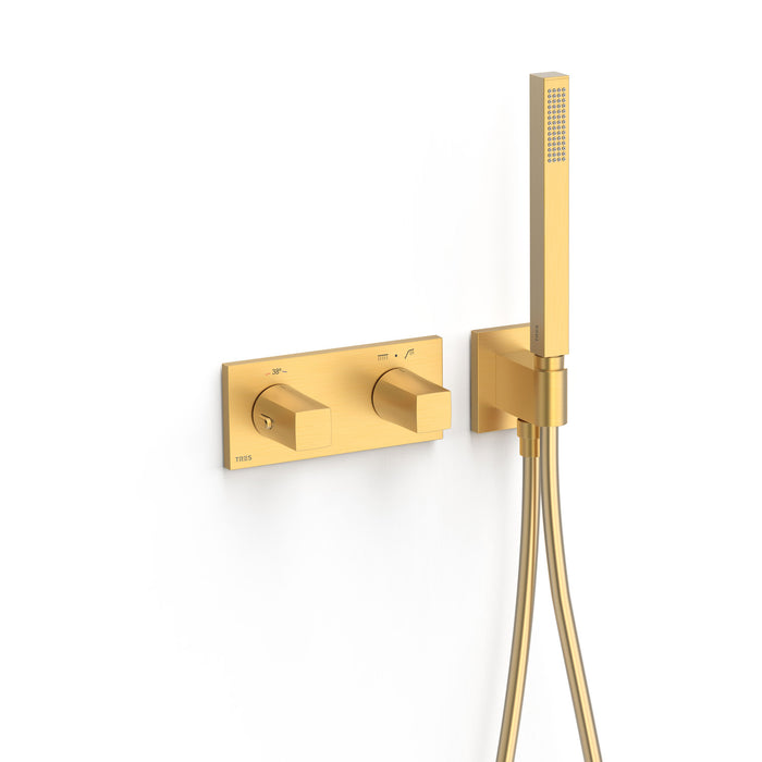 TRES 30725201OM B-SYSTEM 2-Way Built-In Thermostatic Faucet 24K Matte Gold Color
