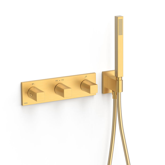 TRES 30725301OM B-SYSTEM 3-Way Built-In Thermostatic Faucet 24K Matte Gold Color