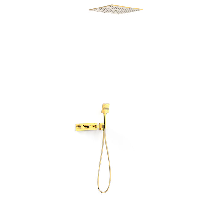 TRES 30725306OR B-SYSTEM 3-Way Built-in Thermostatic Faucet Kit Shower Color 24K Gold