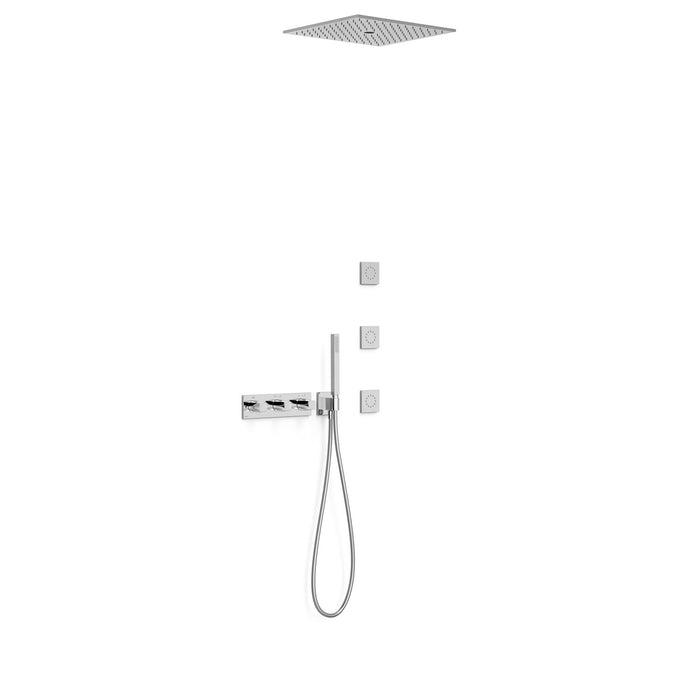 TRES 30725406 B-SYSTEM 4-Way Built-In Thermostatic Shower Faucet Kit Chrome Color