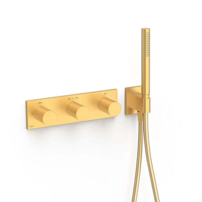 TRES 30735301OM B-SYSTEM 3-Way Built-In Thermostatic Faucet 24K Matte Gold Color